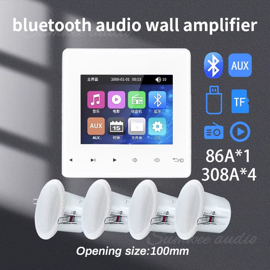 Amplificador táctil de pared Bluetooth para el hogar con sistema de control de host de música de fondo + Altavoz de techo 