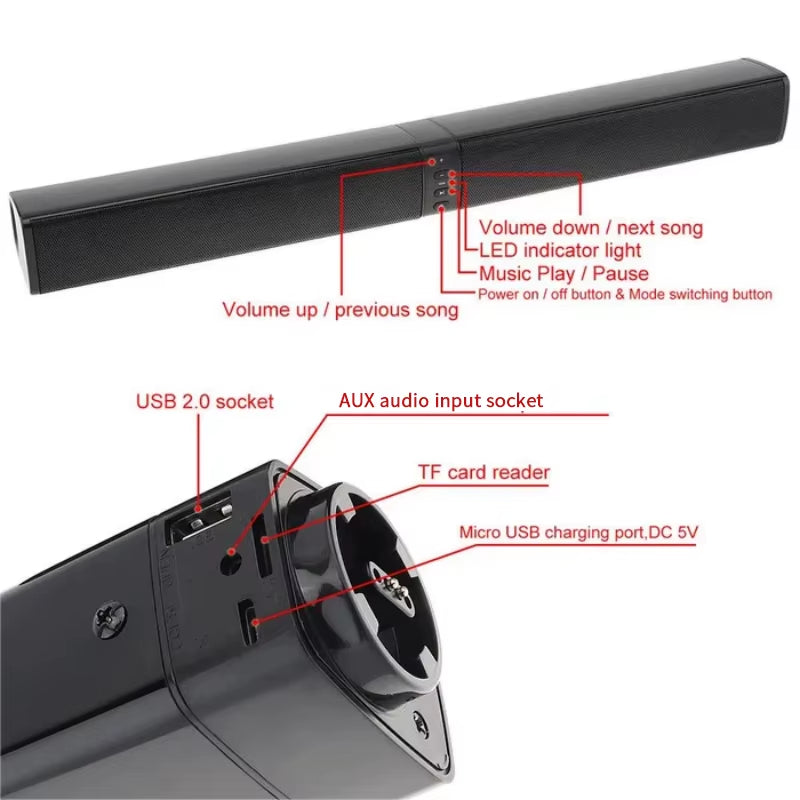 Potente barra de sonido Blaster , Audio, TV, PC, Subwoofer, altavoz inalámbrico para cine en casa